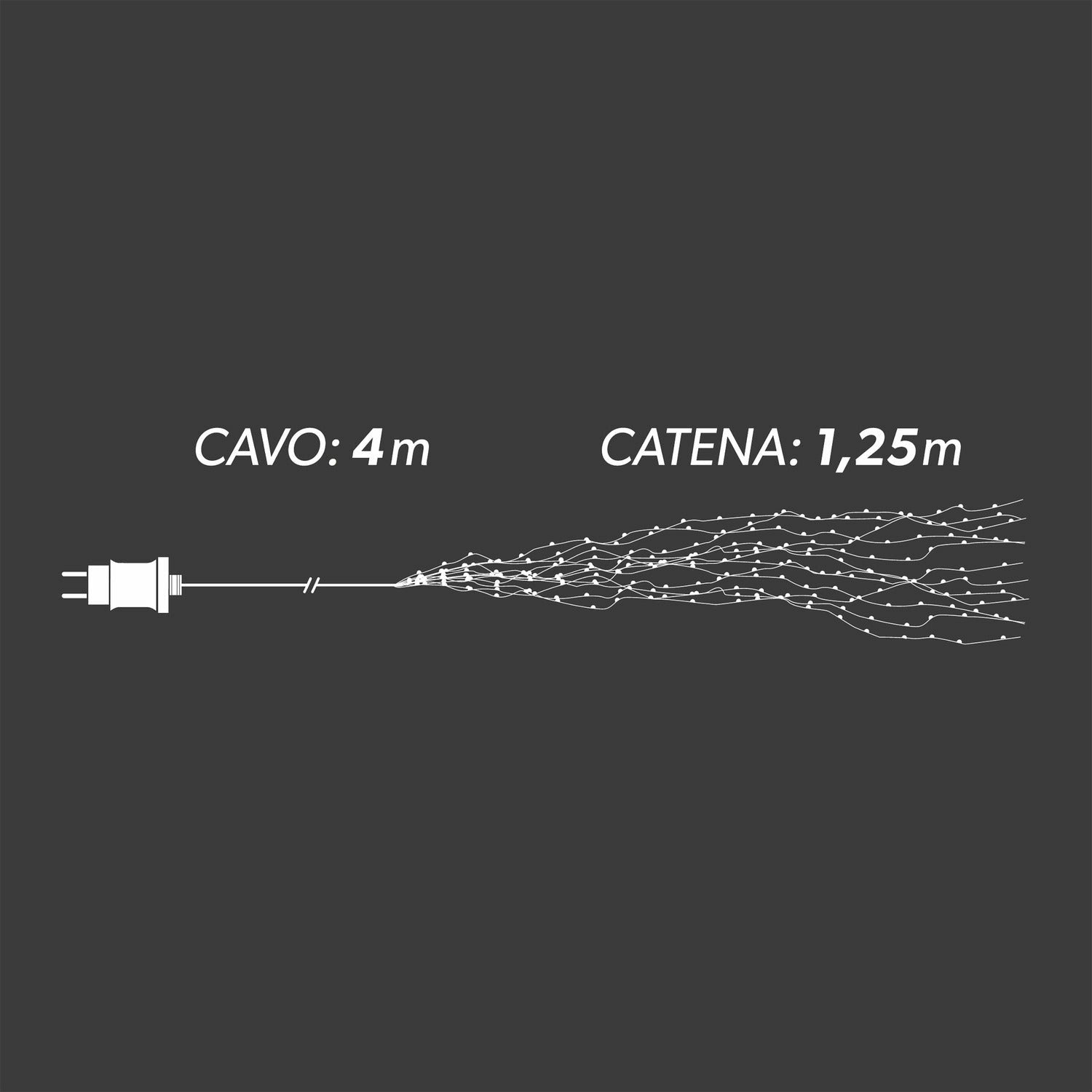 DICTROLUX - Cascata Luminosa 300 microled Bianco Freddo con 75 Flash - altezza 1,25 metri
